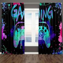 2pcs Cartoon Game Controller Curtains Men Video Gamepad Curtains For Living Room, Bedroom, Office, Kitchen, Study Home Decor W50xH130(CM)x2pcs&Hook