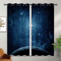 Galaxy Semi-Blackout Curtains for Girls Boys Kids Home Decor Galactic Universe Psychedelic Milky Way Grommet Thermal Insulated 100W130H(CM)40x51in&Grommet Top blue
