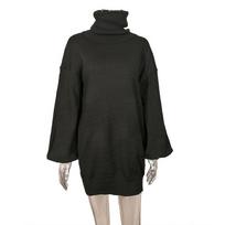 Autumn and Winter Women's Pullover Turtleneck Long-sleeved Knitted Dress with Loose Sweater Skirt L juoda