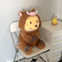 Fluffy Pooh Bear Turn Into Wild Boar Plush Toy Creative Cartoon Stuffed Anime Plushies Cuddly Cute Doll Birthday Gift Girl 25cm