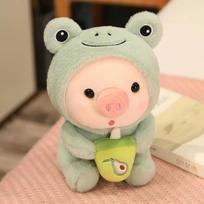 Cute Pig Plush Toy Creative Cosplay Frog Rabbit Unicorn Tiger Doll Soft Stuffed Animals Toy for Kids Baby Kawaii Birhtday Gift 25cm