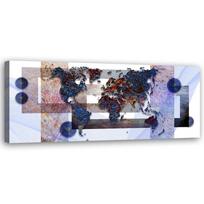 Canvas print, Blue world map 90x30 mėlyna