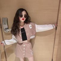 CUHK Children's College Style Baseball Uniform Jacket + Short Skirt Two-piece Spring Sports Suit Girls 170 kupranugaris