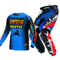 motokroso pavarų komplektas vaikams 4 5 6 7 8 9 10 11 12 13 metų Jaunimas vaikas Motociklas berniukas Mergaitė Jersey Pant Kits lenktyninis kostiumas Visureigis Enduro MX MTB XXL-28 blue