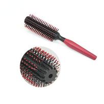 Plastic Round Brush Quiff Roller Curly Hair Comb Hairstyle Massage Hairbrush Dressing Salon Barber Comb New Spiral Professional raudona