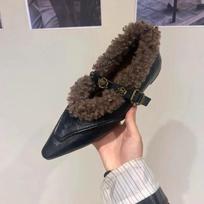Fur Pointed Toe Women Sexy Chelsea Boots Elegant Ankle Flats Warm Winter Shoes 2024 New Designer Style Fashion Female Footwear 35 juoda