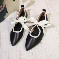 Women's Shoes 2024 Autumn Pointed Ballet Women Flats Casual Soft Bottom Flat Shoes Female Shallow Elegant Lace-up Shoes Zapatos 35 juoda