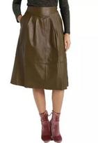 Women's Leather Skirt Genuine Handmade Soft Lambskin Green Stylish Fashionable New Casual S žalia