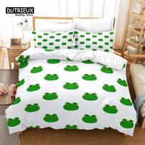 Cartoon Frog Duvet Cover Reptile Animal Theme Bedding Set Microfiber Quilt Cover Twin For Toddler Kids Boys Girl Teen Room Decor EU single(135x200cm)