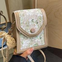 Šiaudinis krepšys Moteriškas Crossbody Bag Mažas šviežių nėrinių austas krepšys One Size žalia