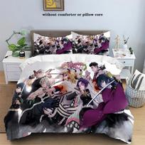 Kamado Nezuko Demon Slayer Bedding Set Duvet Cover Set Bedspread Pillowcase King Queen Full Single Size Bed Linen Boys Teen Gift EU single(135x200cm) gray