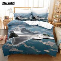 3D Jet Fighter Battle Plane  f-22 Bedding Sets Duvet Cover Set With Pillowcase Twin Full Queen King Bedclothes Bed Linen EU single(135x200cm)