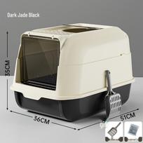 Fully Enclosed XL Cat Litter Box: Drawer-Style, Top-Entry, Deodorizing, Splash-Proof Cat Toilet Includes Cat Litter Scoop + Deodorant Pack juoda