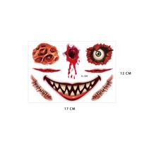 Helovino juokingų veidų tatuiruočių lipdukai, Maskarado kamuolio mirties dvasios veido lipdukai tatuiruočių lipdukai 12*17cm brown