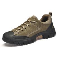 New Suede Leather Men's Treking Footwear Non-Slip Wear-Resistant Sneakers Travel Casual Walking Shoes Male Outdoor Hiking Shoes 38 chaki
