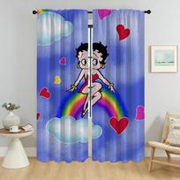 Kitchen Curtains for Living Room Bettys Boops Blackout Curtain Home Interior Curtains 2 Pieces Shades Tulle for Bedroom Elegant W50xH70cmx2pcs-CL gray