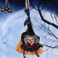 Halloween Retro Witch Broom Decoration Bar Shopping Mall Witch Props mėlyna