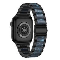 Resin Stainless Steel strap for Apple Watch ultra Band 46mm 42mm 45mm 41mm 49mm Women Watchband for iWatch Series 10 9 8 7 6 5 4 3 40mm 44mm iwatch 1-2-3 42mm