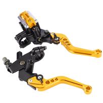 1 Pair 78 (22mm) Universal Motorcycle Brake Clutch Master Cylinder Reservoir Levers Gold balta