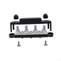 Power Distribution Block Busbar Terminal 4 Post 6 Way with Cover Bus Bar Black M10 3 8 Studs black