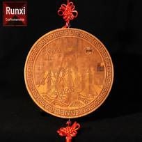 Lazeriu išgraviruotas persikų medžio Feng Shui pakabukas namų dekoravimui Diameter 12 cm
