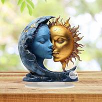 Blue Moon Golden Sun Tabletop Ornament Table Centerpiece Home Decor Creative Collectible 2D Flat for brown