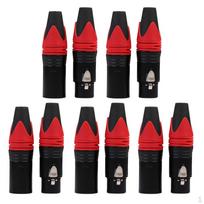 5 Pair XLR Solder Connector 3 Pin Microphone Audio Red