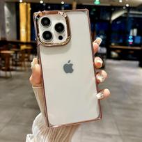 Vienos spalvos rėmelis, skaidrus kvadratinis dėklas telefonui iPhone 16 Pro Max 15 Pro 14 13 12 11, atsparus smūgiams, skaidrus TPU minkštas apsauginis kraštelis iPhone 15 Plus juoda
