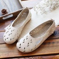 Spring and Summer Sen Retro Flat Shoes, Soft Sole, Comfortable and Versatile Shallow Mouth Single Shoes 40 smėlis