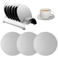 6Pcs Coasters Bracket Set Stainless Cup Holder Pad Non-slip Heat-Insulated Bowl Mat gray