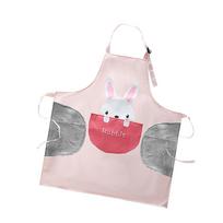 Apron Cartoon Waterproof Apron Adjustable Animal Printed Kitchen Cooking Bib with Pocket hand-wiping rabbit