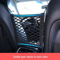Trijų sluoksnių elastingas automobilio sėdynės daiktų laikymo tinklas black