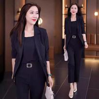 Fashion Suit Suit Women's Autumn Western Style Casual Temperament Was Thin Design Sense Suit Professional Wear Three-piece Suit 4XL juoda