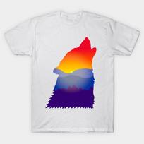 T Shirt Women Sunset Wolf Harajuku Print Kawaii Tshirt Summer Short Sleeve Female T-Shirt Top Tee S white
