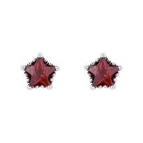 Miniature Small Pentagram Red Zircon Earrings