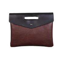 Men's Retro Crazy Horse Leather Clutch Bag Trendy Hand-held Document Bag Contrast Color Wear-resistant File Bag 31cm*26cm tamsiai ruda spalva