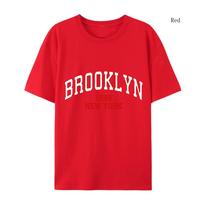 Moteriškas medvilninis marškinėlis Brooklyn 1898 su raidžių spauda Moteriška mada Naujasis Jorkas Marškinėlis Moteriškas Moterys Marškinėlis Brooklyn Drabužiai S red