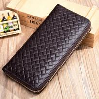 Plaid Leather Purse Zipper Large Capacity Coin Grab Bag Korean Temperament Men's and Women's Bag tamsiai ruda spalva