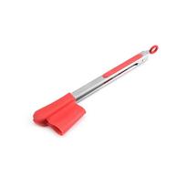Creative 2 in 1 Silicone Head Non-Stick Food Tong Stainless Steel BBQ Clever Tongs Steak Clips Spatula Shovel Kitchen Utensil