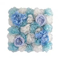 30cm Artificial Rose Flower Wall Panel Wedding Bridal Baby Shower Party DIY Square 3D Floral Wall Backdrop Decoration Photo Prop dangaus mėlyna spalva
