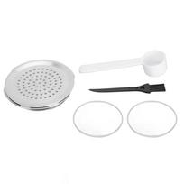 Reusable Coffee Pod 304 Stainless Steel Refillable Coffee Capsule Filter with Brush and Spoon for L white