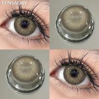 FUNSACHY 1 Pair Colored Contact Lenses Natural Yearly Blue Grey Green Lenses for Eyes Fashion Beuty Makeup Pupil Color Lens Men