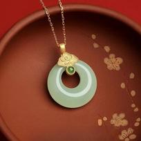 Ruyi Ping An Buckle Necklace for Women Xiangyun Hetian Jade Light Luxury Pendant Necklace Niche High-end Design Clavicle Chain