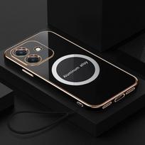 For Samsung Galaxy A05 Case Samsung A05 Phone Case Luxury Square Plating Magnetic attraction ShockProof Silicone Back Cover Case & Strap&Galaxy A05 black