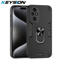 KEYSION Shockproof Armor Case for HONOR 200 Pro 5G Silicone+PC Camera Protection Ring Stand Phone Cover for Huawei Honor 200 5G for Honor 200 juoda