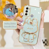 Prabangi chromuota veidrodinė dėklas-laikiklis Motorola Moto G60 G20 G30 G10 G22 G52 G13 G23 G50 G9 telefonams, silikoninis stovas-dangtelis Moto E20