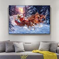 Kalėdinė dekoracija Kalėdų Senelis Elnias Snieguota atmosfera Dekoracija Tapyba Modernūs namų dekoravimo paveikslai Be rėmo 21*30cm No Frame