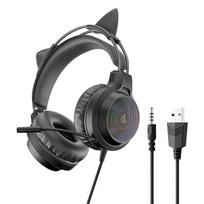 SY-G40 3.5mm USB Wired Controlled Headset Dragon Eyes Luminous Gaming Cute Cat Ear Headworn Computer Earphones with Mic For PC Laptop 23*18.5*10cm juoda