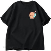 Dudu Is Making A Call To His Bubu T Shirt Women Men Couple Funny TShirts Cute Panda Bear  cotton T-shirts Summer Mens T Clothing S smėlis