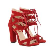 Women Sexy Sandals  Summer Pole Dance Pumps High Heels Faux Velvet Open Toe Ankle Strap Sandal Square Red Nude Wedding Shoes 35 brown
